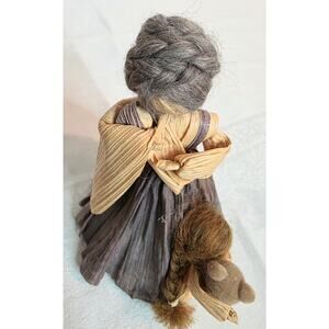 Vintage Corn Husk Dolls Mother Child & Baby Folk Art Rustic Primitive 6" Tall